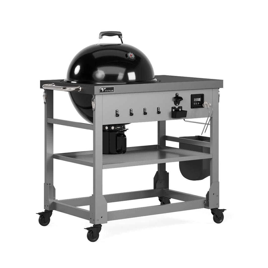TYTUS Anaheim 21” Charcoal Kettle Grill and Cart with Storage Bag, Temperature Probes and Cover