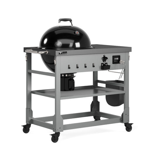 TYTUS Anaheim 21” Charcoal Kettle Grill and Cart with Storage Bag, Temperature Probes and Cover