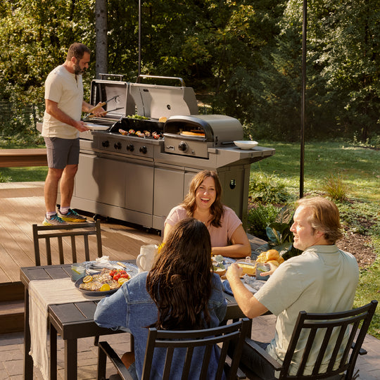 TYTUS Modular Trio with 4-Burner Gas Grill, Charcoal Grill, and Gas Pizza Oven