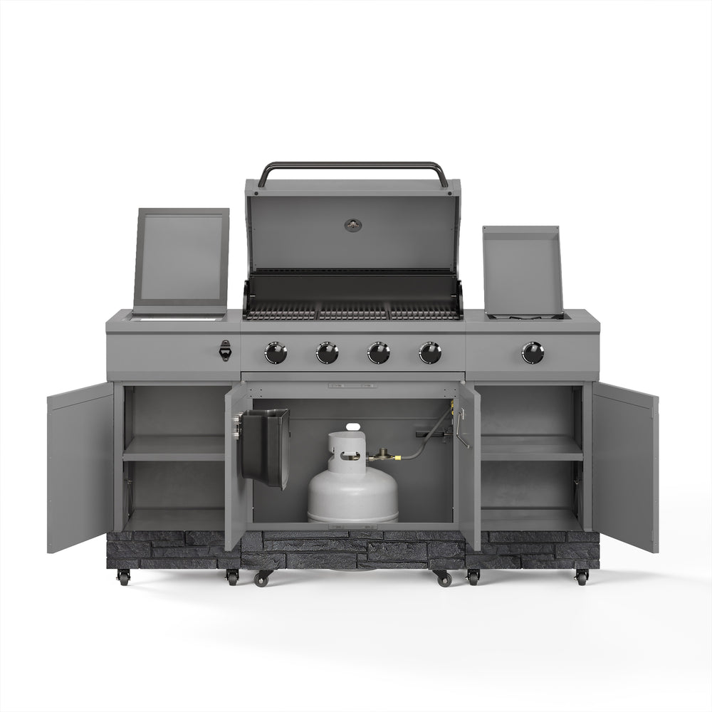 TYTUS Fresno 5-Burner LP/NG Convertible Grill in Gunmetal + Graphite Stone