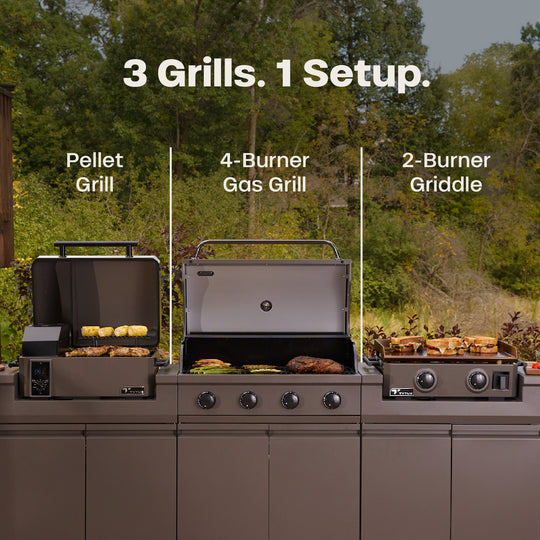 TYTUS Modular Trio with 4-Burner Gas Grill, Pellet Grill and 2-Burner Gas Griddle