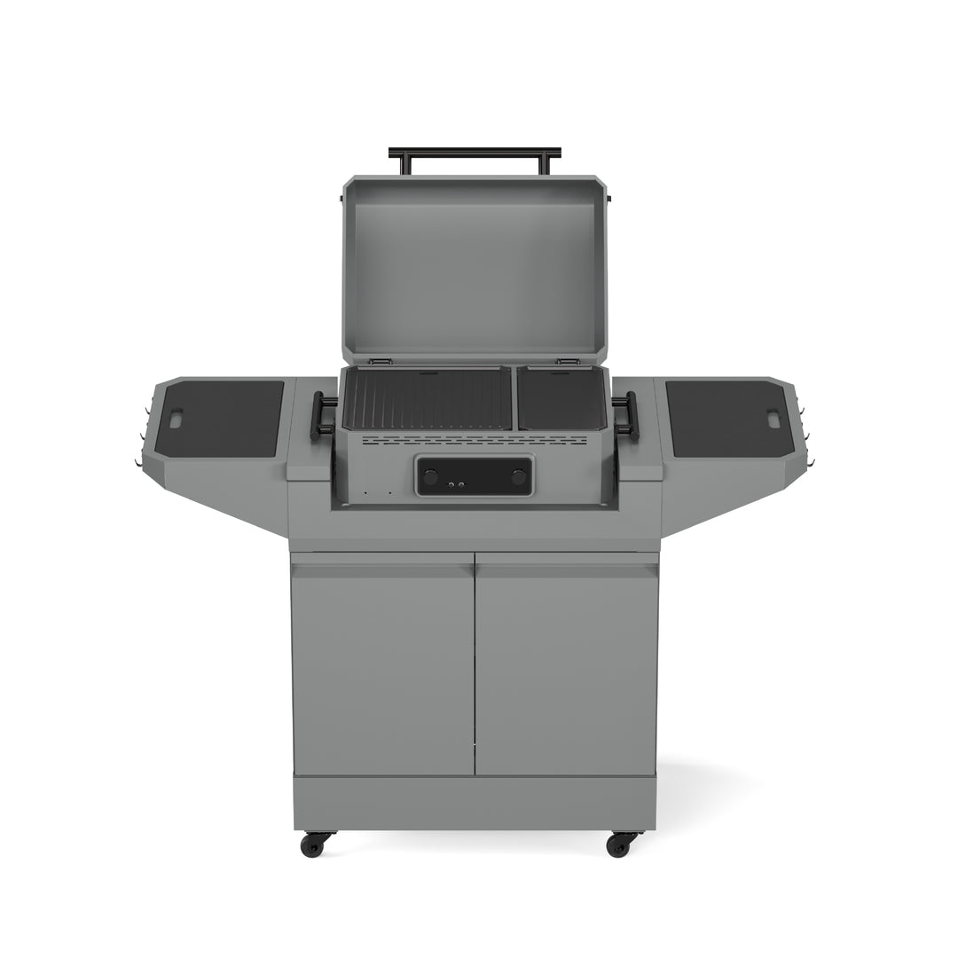 TYTUS Emberwood Electric Tabletop Grill and Griddle with Grill and Prep Cart