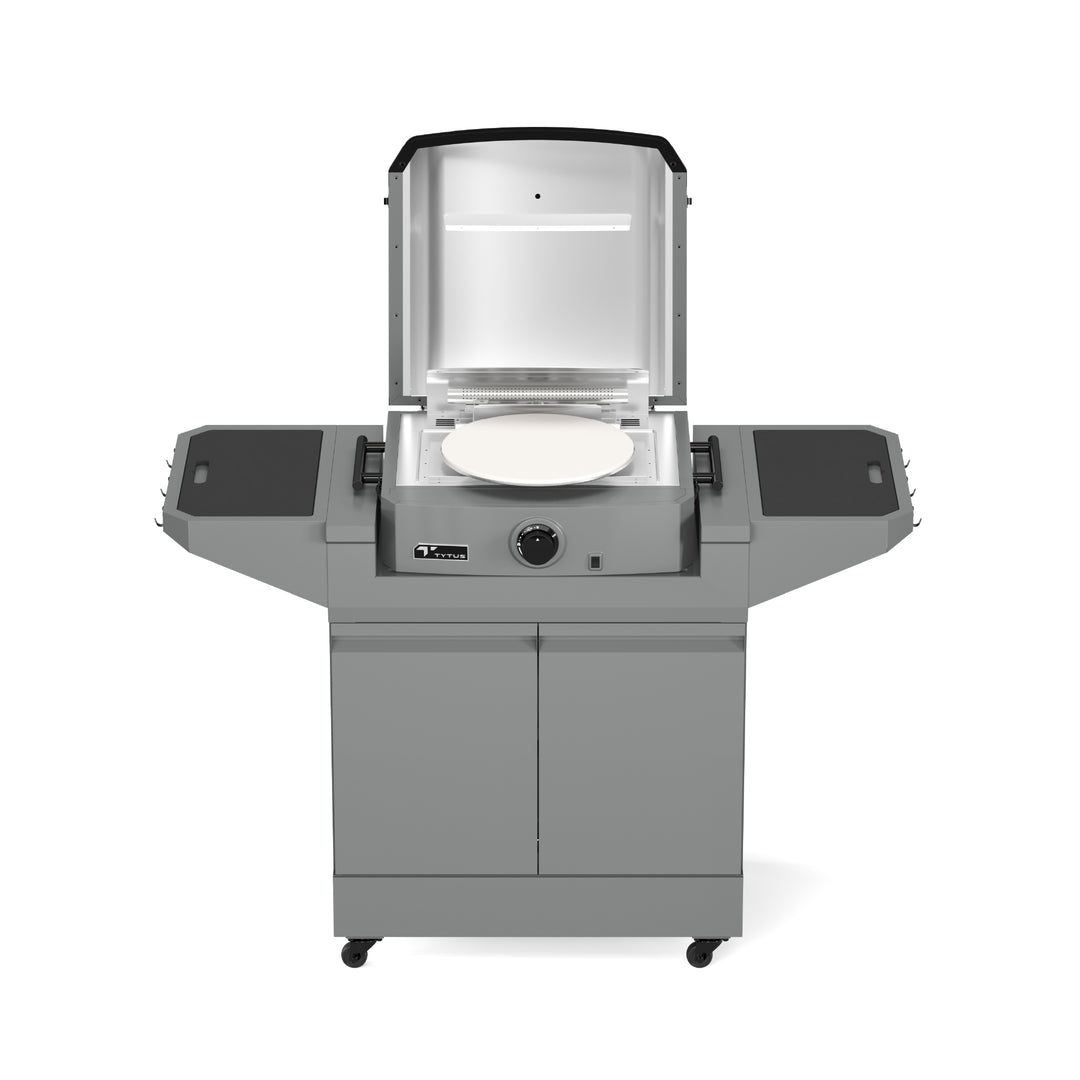 TYTUS Emberwood Gas Tabletop Pizza Oven with Grill and Prep Cart