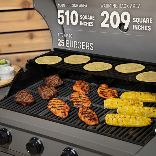 TYTUS Fresno 5-Burner LP/NG Convertible Grill in Gunmetal Gray