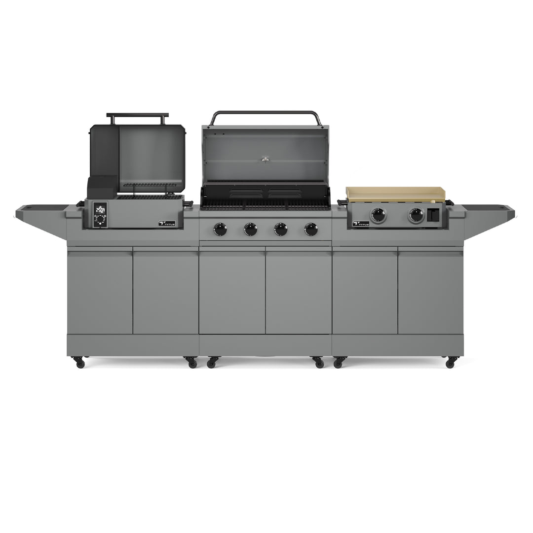 TYTUS Modular Trio with 4-Burner Gas Grill, Pellet Grill and 2-Burner Gas Griddle