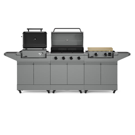 TYTUS Modular Trio with 4-Burner Gas Grill, Charcoal Grill and 2-Burner Gas Griddle