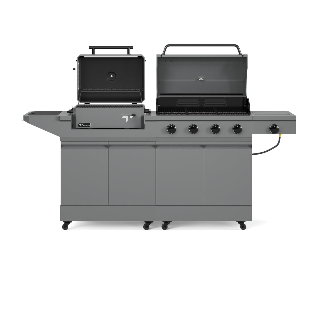 TYTUS Modular Duo with 4-Burner Gas Grill and Charcoal Grill