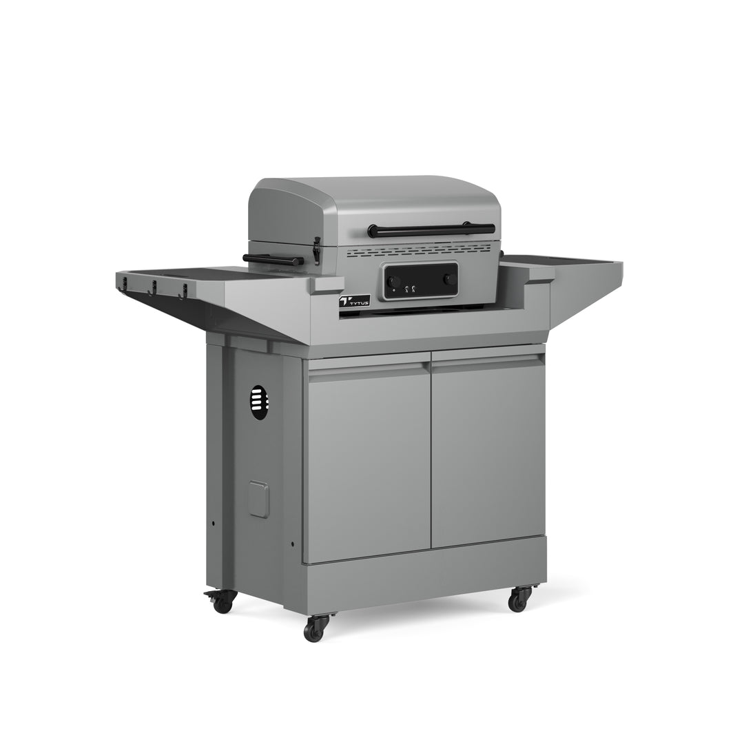 TYTUS Emberwood Electric Tabletop Grill and Griddle with Grill and Prep Cart