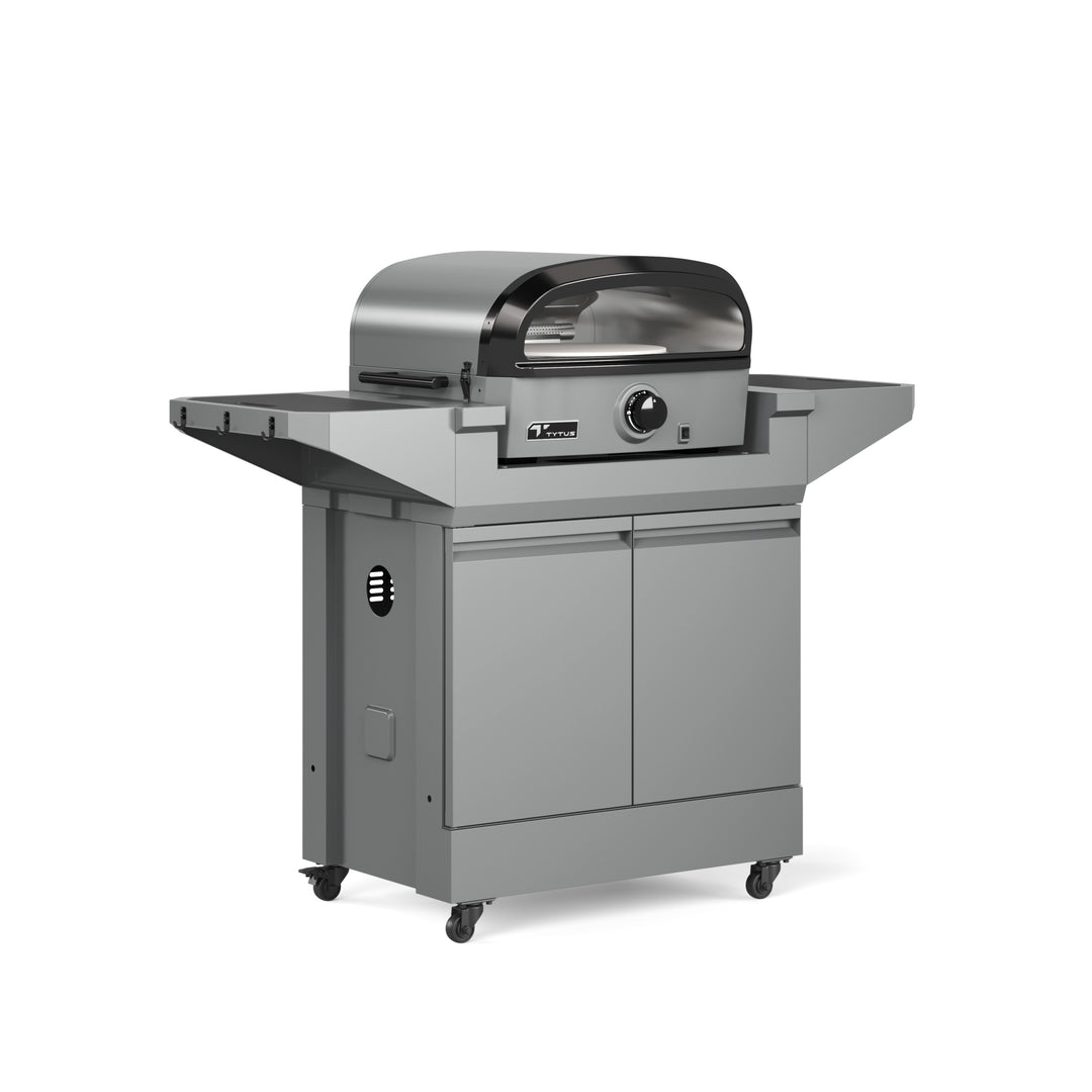 TYTUS Emberwood Gas Tabletop Pizza Oven with Grill and Prep Cart