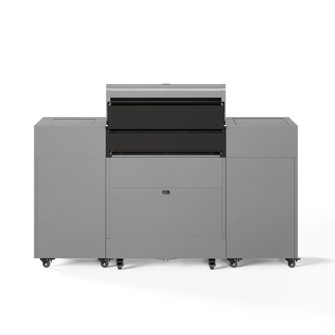 TYTUS Fresno 4-Burner Gas Grill Island with Side Burner and Ice Bucket in Gunmetal and Ash Stone