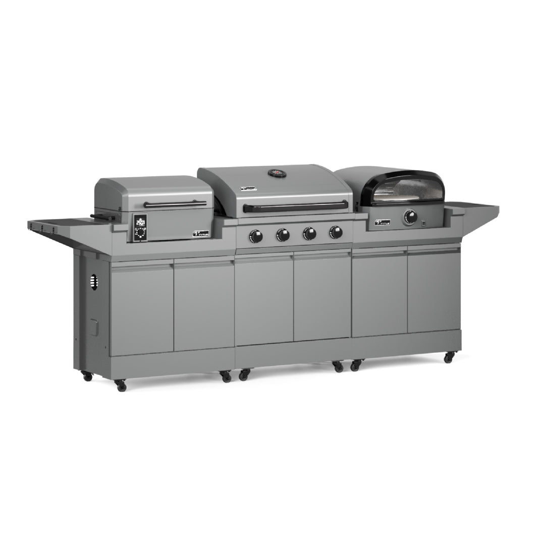 TYTUS Modular Trio with 4-Burner Gas Grill, Pellet Grill and Gas Pizza Oven