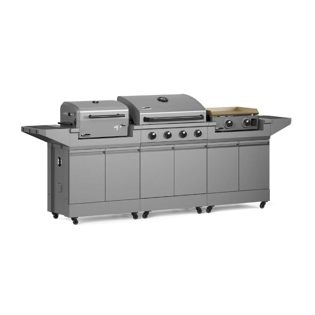 TYTUS Modular Trio with 4-Burner Gas Grill, Charcoal Grill and 2-Burner Gas Griddle