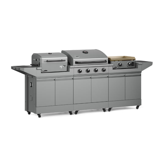 TYTUS Modular Trio with 4-Burner Gas Grill, Charcoal Grill and 2-Burner Gas Griddle