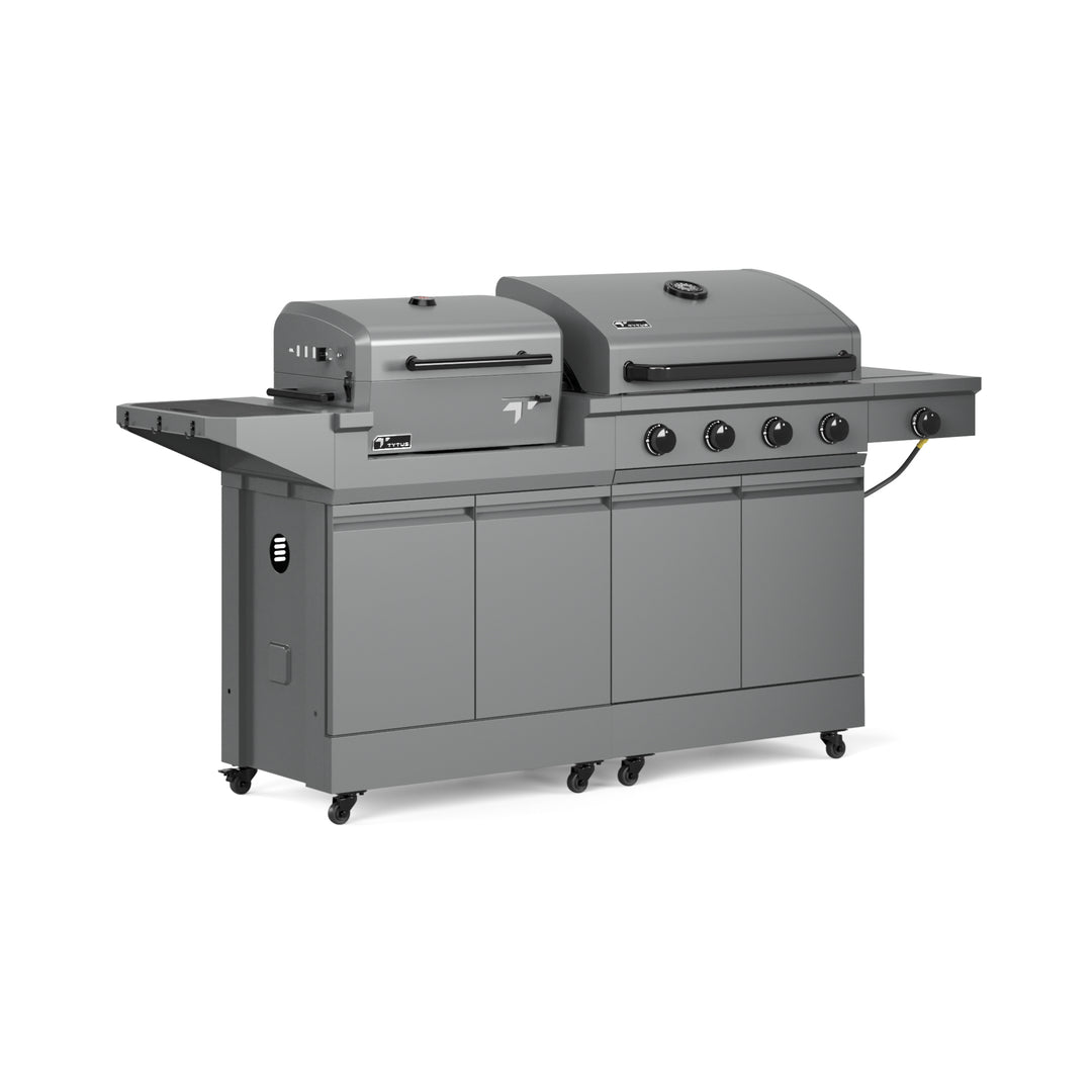 TYTUS Modular Duo with 4-Burner Gas Grill and Charcoal Grill