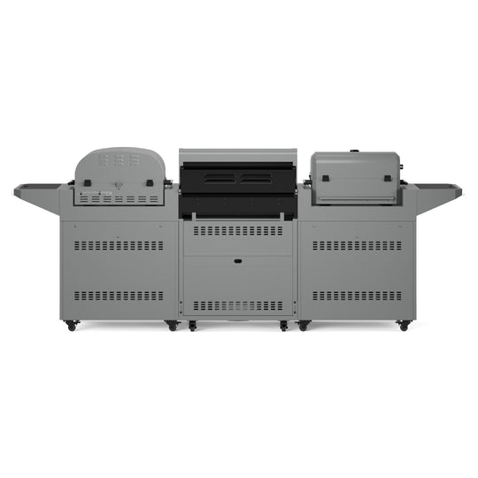 TYTUS Modular Trio with 4-Burner Gas Grill, Charcoal Grill, and Gas Pizza Oven