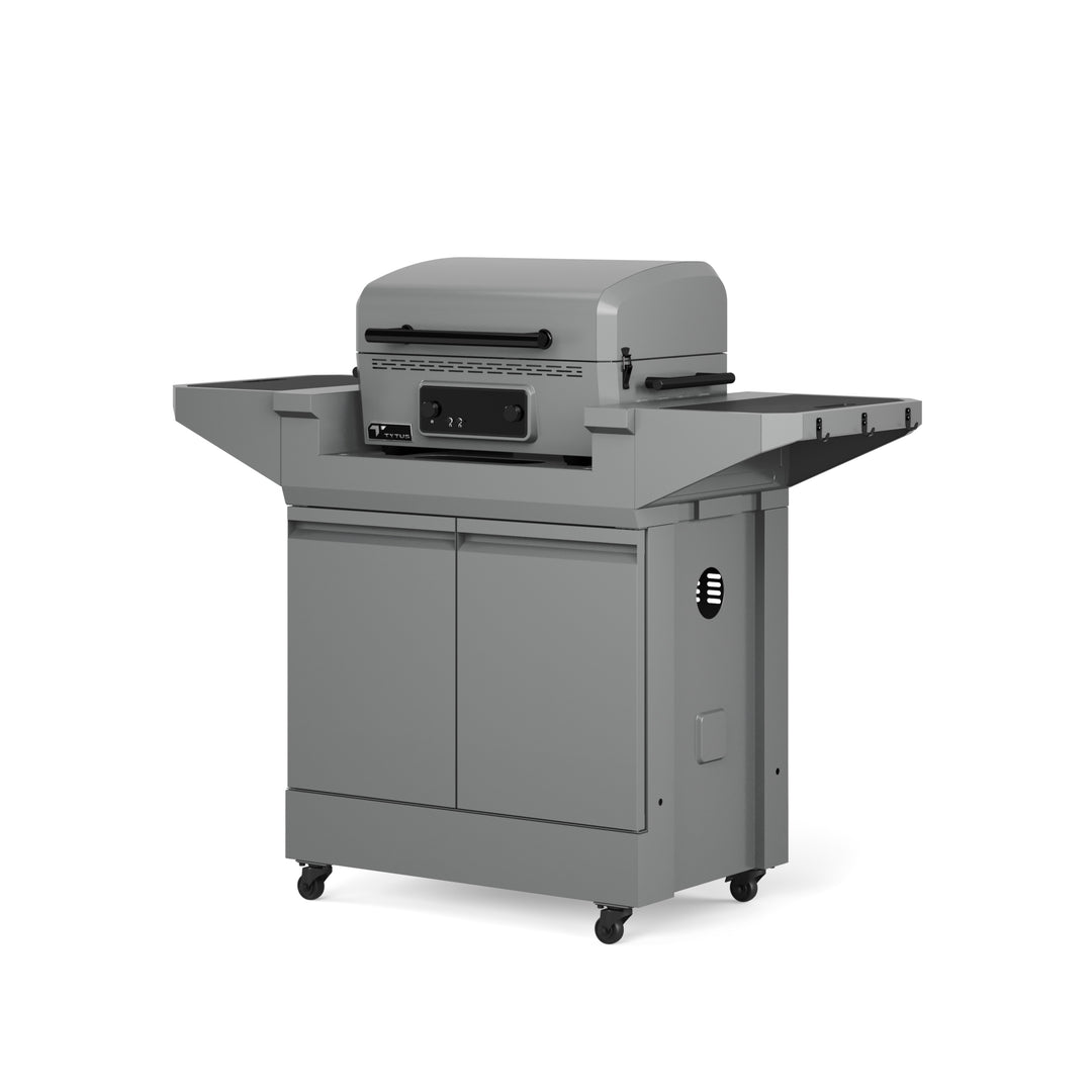 TYTUS Emberwood Electric Tabletop Grill and Griddle with Grill and Prep Cart