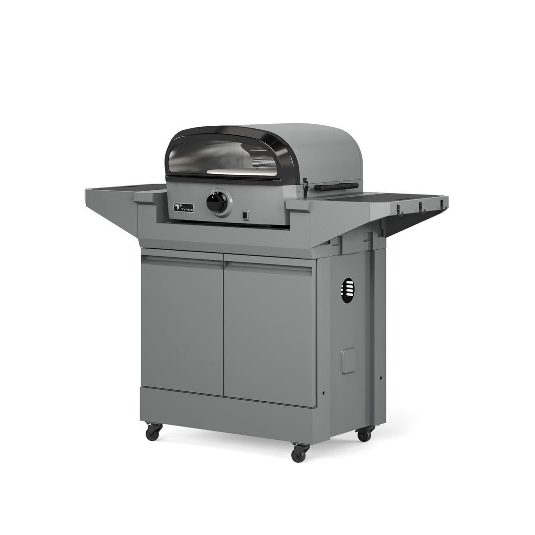 TYTUS Emberwood Gas Tabletop Pizza Oven with Grill and Prep Cart