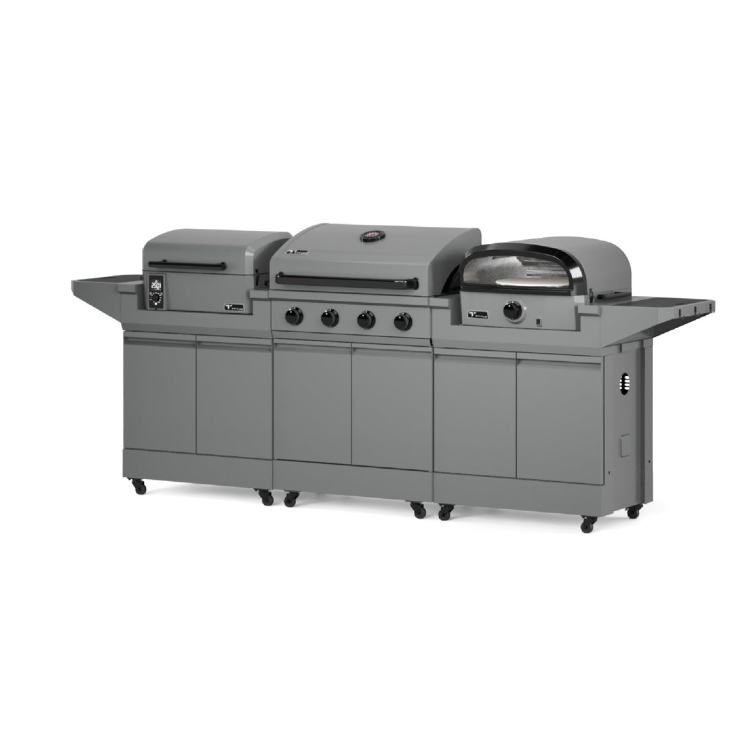 TYTUS Modular Trio with 4-Burner Gas Grill, Pellet Grill and Gas Pizza Oven