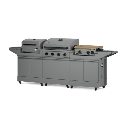 TYTUS Modular Trio with 4-Burner Gas Grill, Charcoal Grill and 2-Burner Gas Griddle