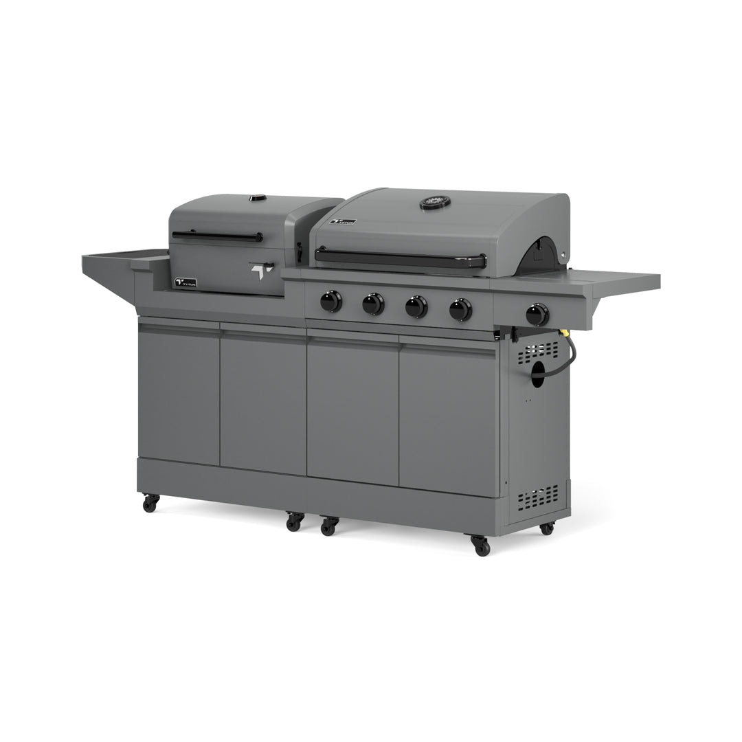TYTUS Modular Duo with 4-Burner Gas Grill and Charcoal Grill