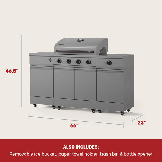 TYTUS Fresno 5-Burner LP/NG Convertible Grill in Gunmetal Gray