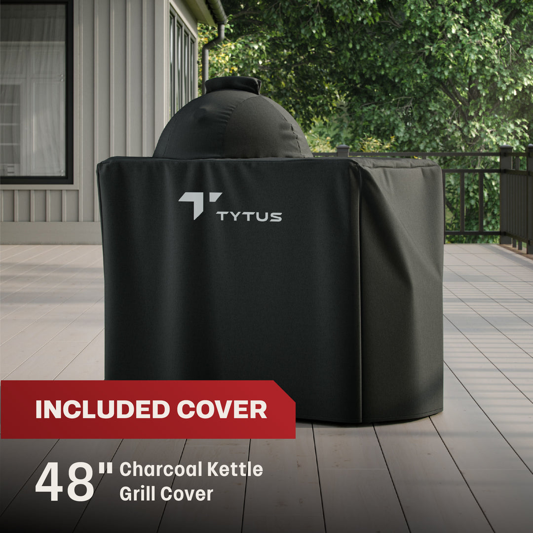 TYTUS Anaheim 21” Charcoal Kettle Grill and Cart with Storage Bag, Temperature Probes and Cover