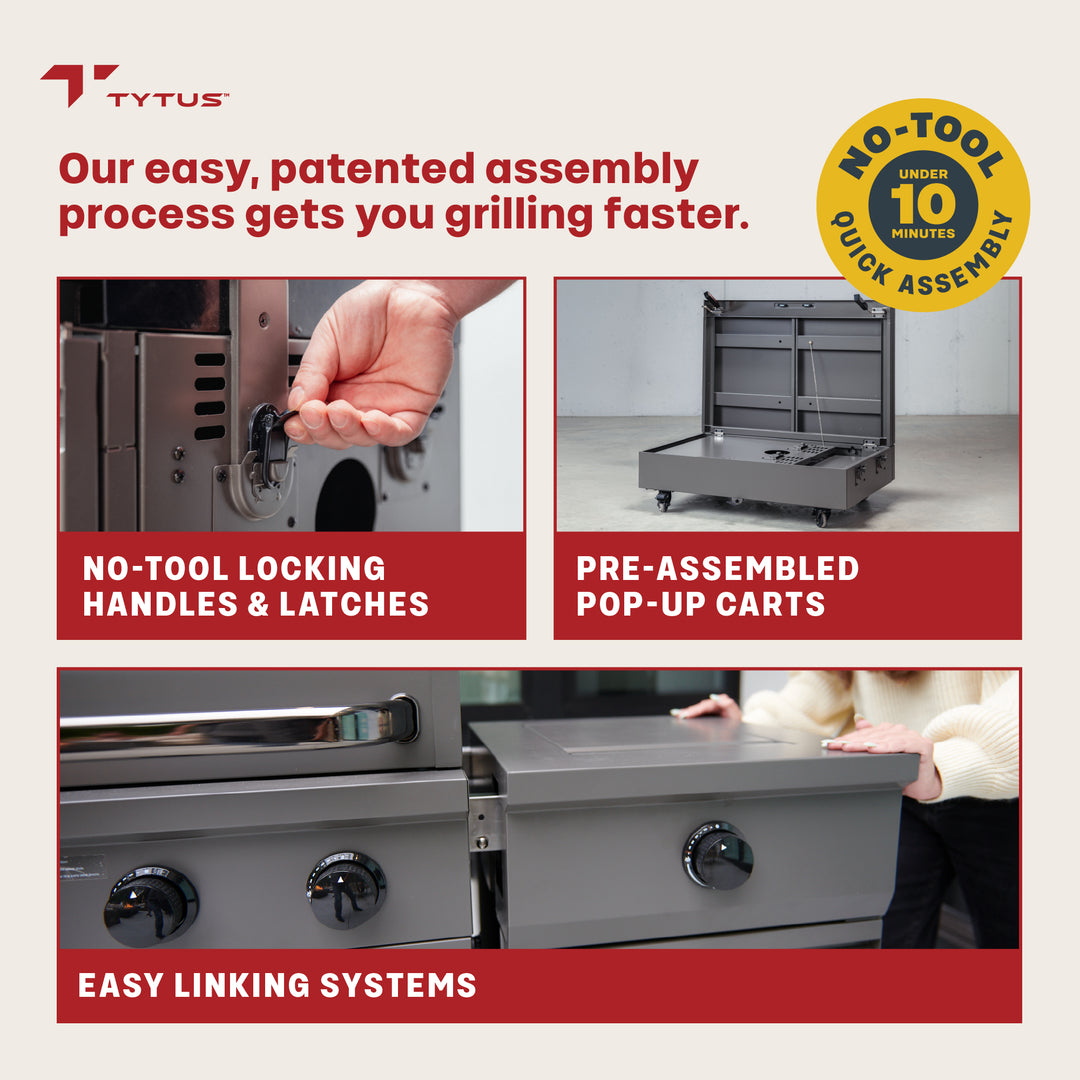 TYTUS Fresno 4-Burner Gas Grill Island with Side Burner and Ice Bucket in Gunmetal Gray