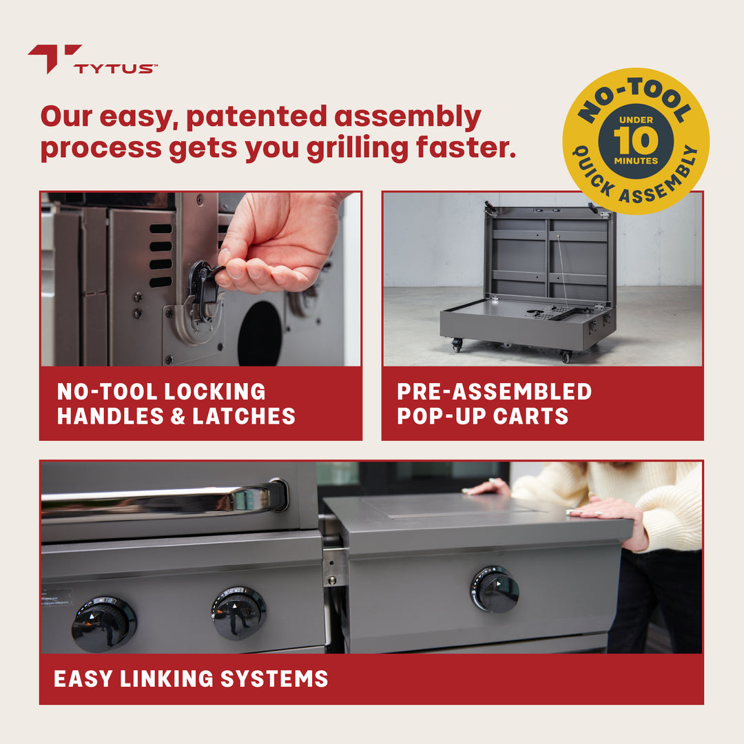 TYTUS Fresno 4-Burner Gas Grill Island with Side Burner and Ice Bucket in Gunmetal and Ash Stone