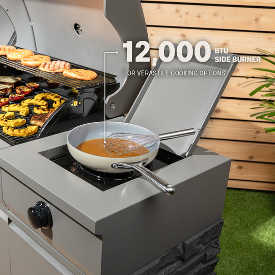 TYTUS Fresno 5-Burner LP/NG Convertible Grill in Gunmetal + Ash Stone