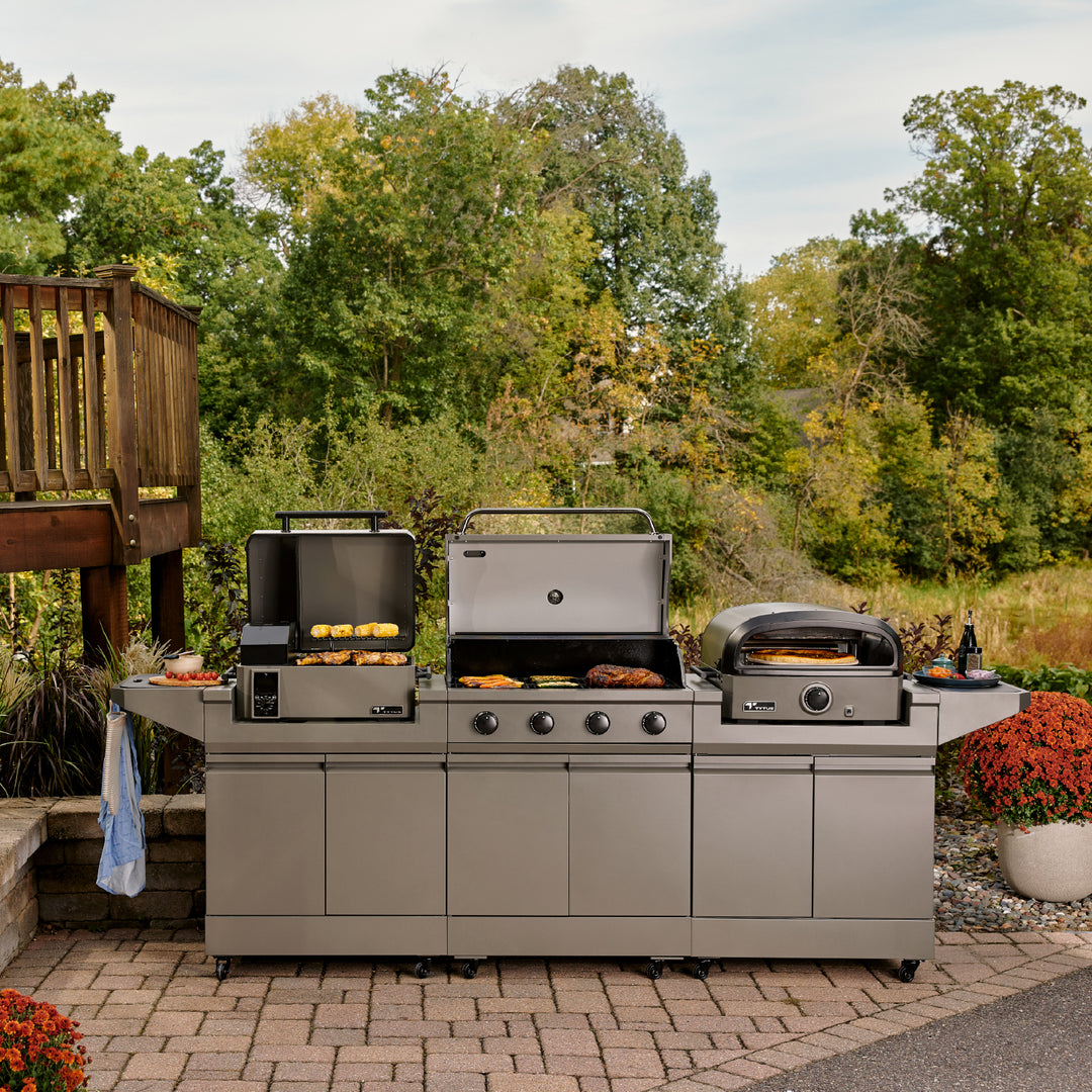 TYTUS Modular Trio with 4-Burner Gas Grill, Pellet Grill and Gas Pizza Oven