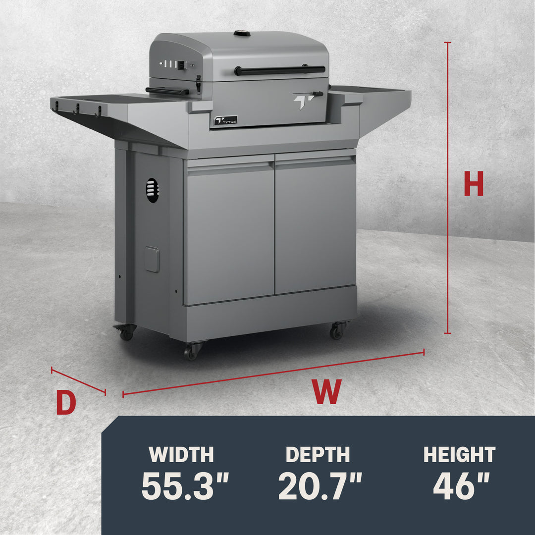TYTUS Emberwood Charcoal Tabletop Grill with Grill and Prep Cart