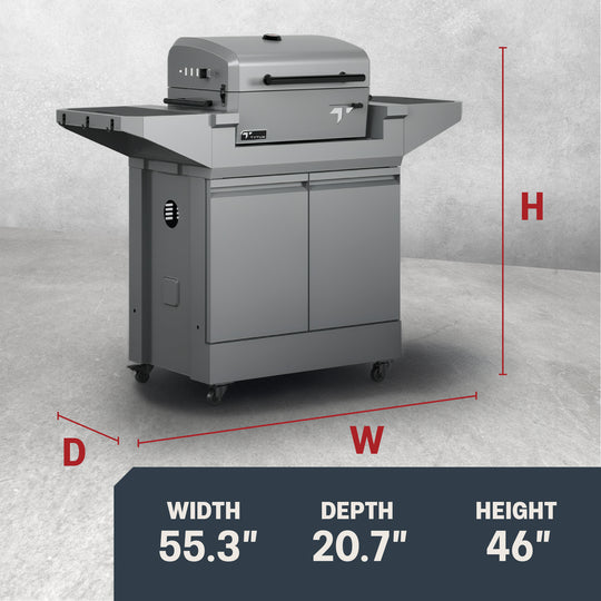 TYTUS Emberwood Charcoal Tabletop Grill with Grill and Prep Cart