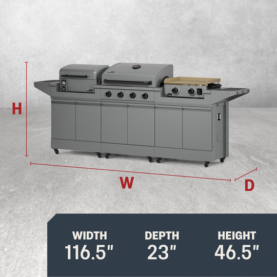 TYTUS Modular Trio with 4-Burner Gas Grill, Pellet Grill and 2-Burner Gas Griddle