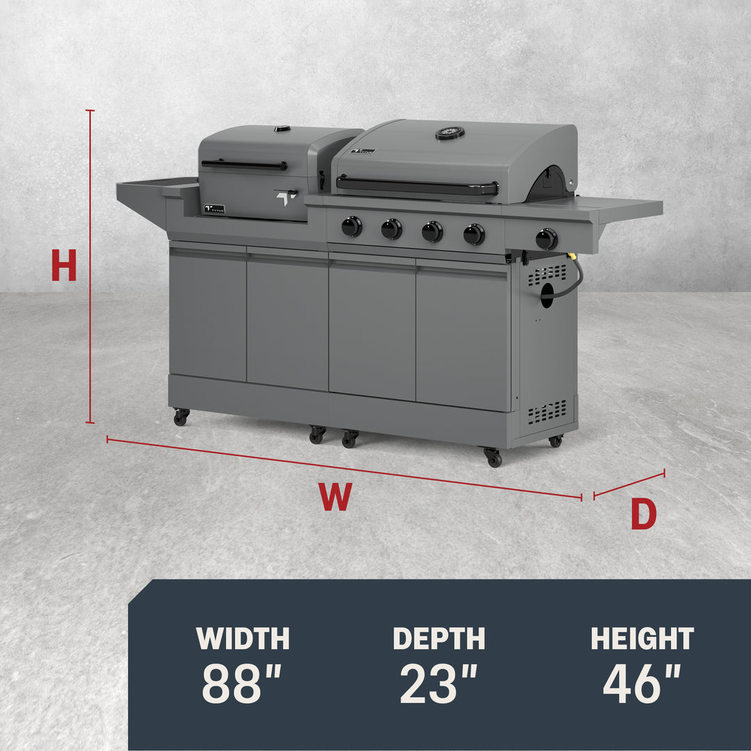 TYTUS Modular Duo with 4-Burner Gas Grill and Charcoal Grill