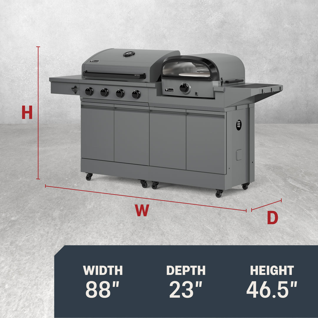 TYTUS Modular Duo with 4-Burner Gas Grill and Gas Pizza Oven