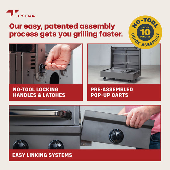 TYTUS Emberwood 2-Burner 22” Gas Tabletop Griddle with Grill and Prep Cart