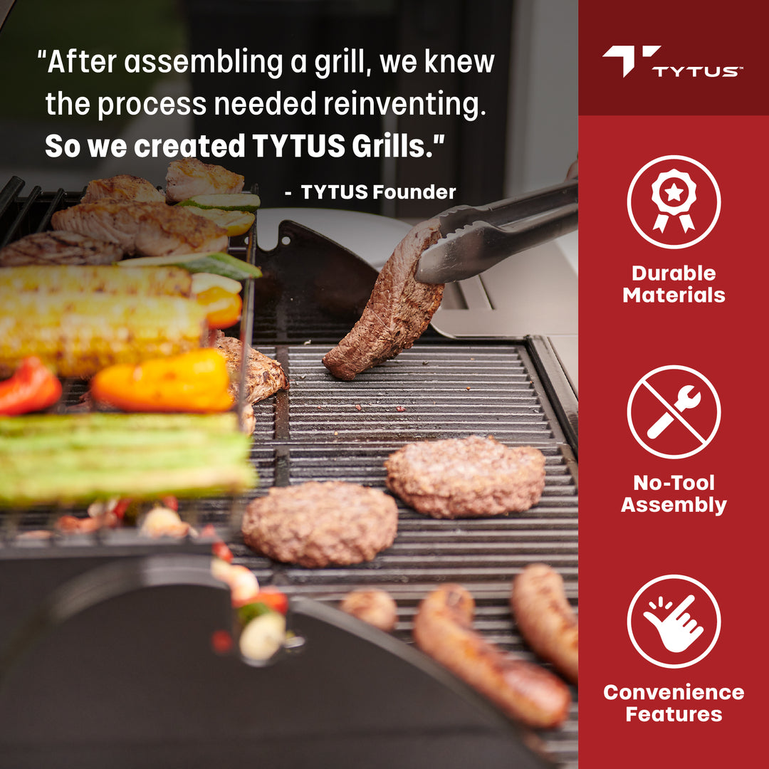 TYTUS Fresno 4-Burner Gas Grill Island with Side Burner and Ice Bucket in Stainless Steel and Carbon Wood