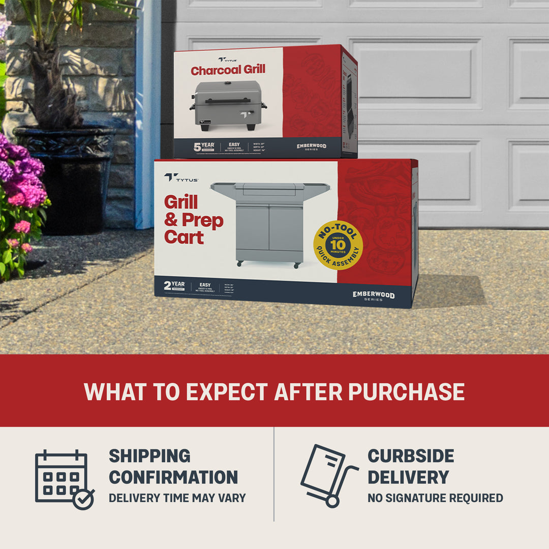 TYTUS Emberwood Charcoal Tabletop Grill with Grill and Prep Cart