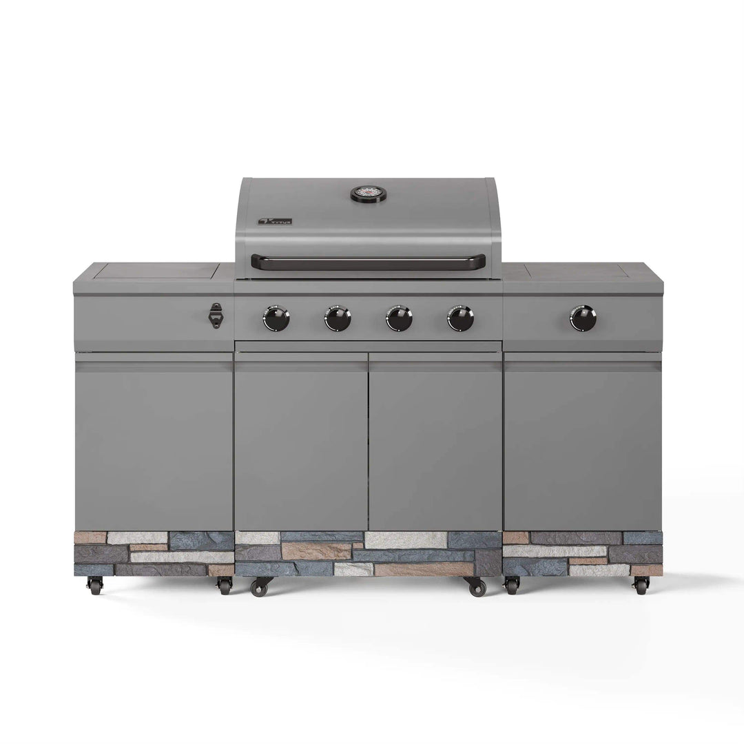 Fresno 5-Burner LP/NG Convertible Grill in Gunmetal + Ash Stone - TYTUS Grills