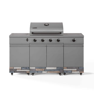 Fresno 5-Burner LP/NG Convertible Grill in Gunmetal + Ash Stone