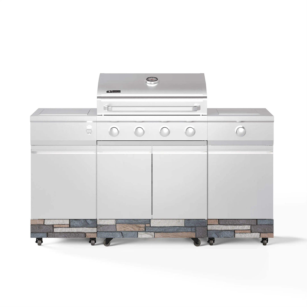 Fresno 5-Burner LP/NG Convertible Grill in Stainless Steel + Ash Stone - TYTUS Grills