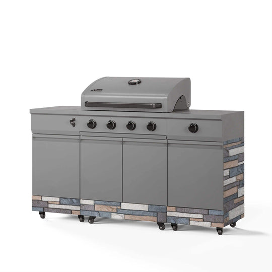 Fresno 5-Burner LP/NG Convertible Grill in Gunmetal + Ash Stone - TYTUS Grills