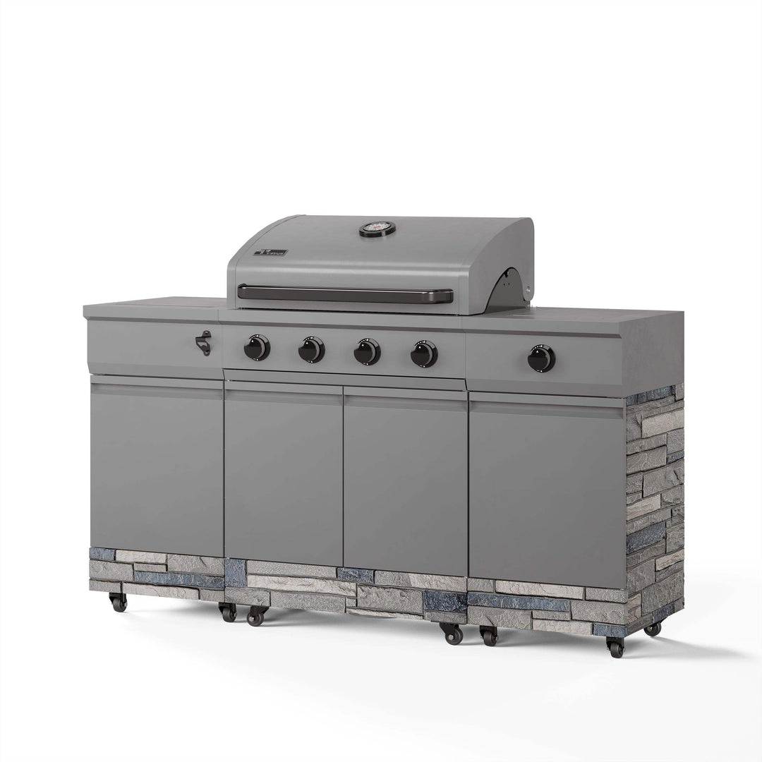 Fresno 5-Burner LP/NG Convertible Grill in Gunmetal + Shadow Stone - TYTUS Grills