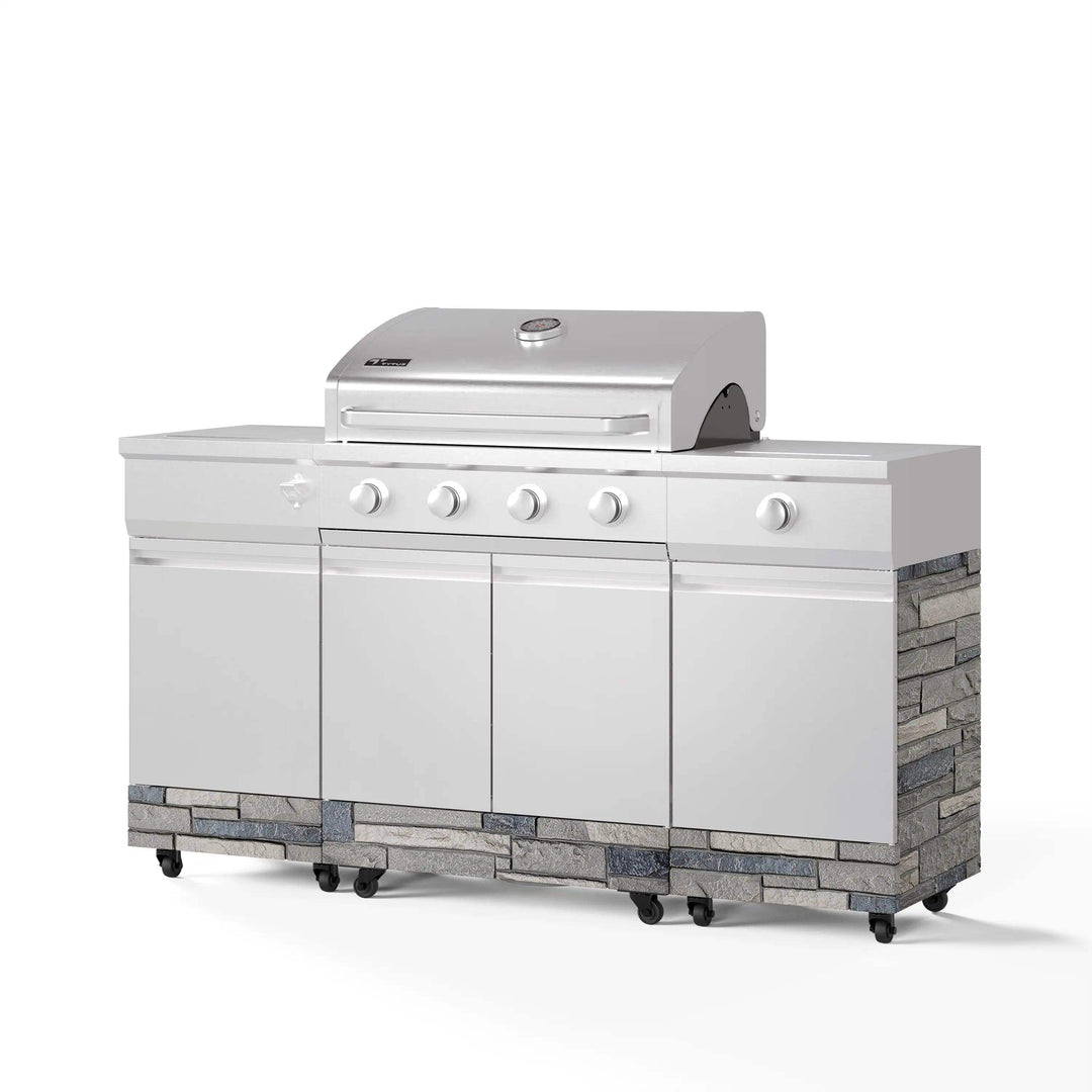 Fresno 5-Burner LP/NG Convertible Grill in Stainless Steel + Shadow Stone - TYTUS Grills