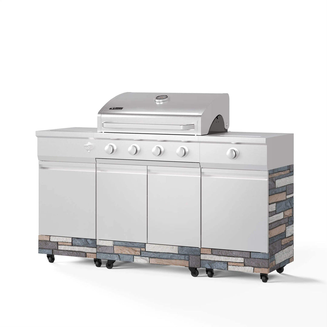 Fresno 5-Burner LP/NG Convertible Grill in Stainless Steel + Ash Stone - TYTUS Grills