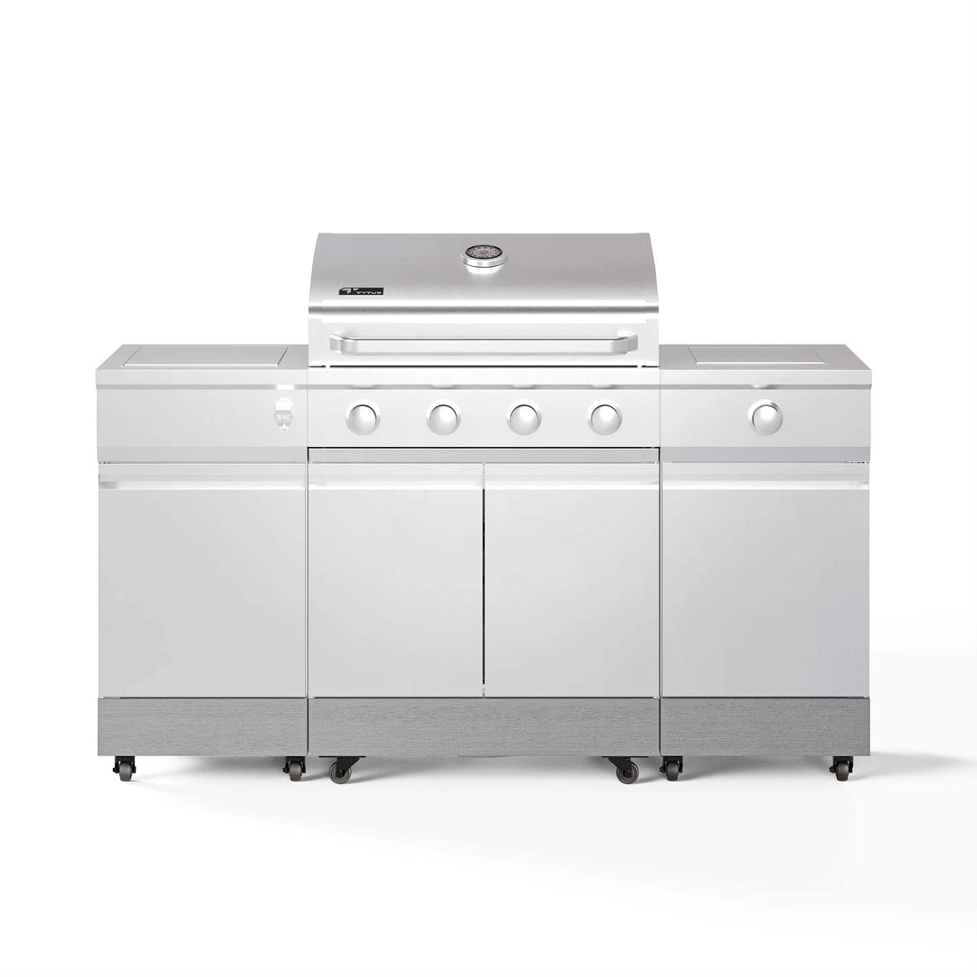 Fresno 5-Burner LP/NG Convertible Grill in Stainless Steel + Carbon Wood - TYTUS Grills