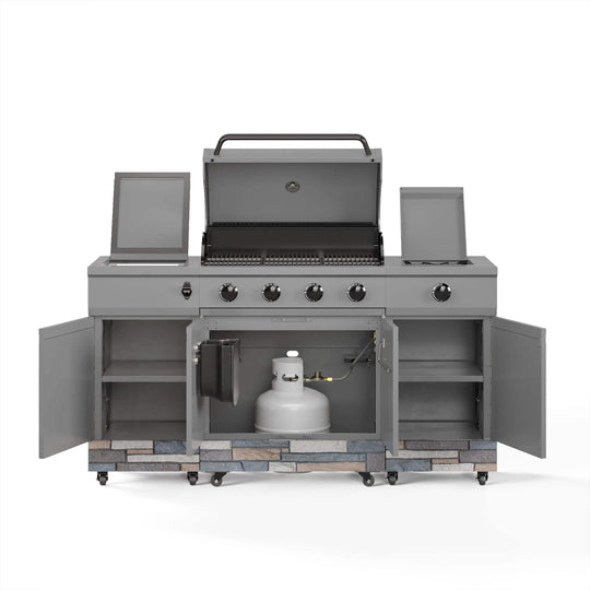 Fresno 5-Burner LP/NG Convertible Grill in Gunmetal + Ash Stone - TYTUS Grills