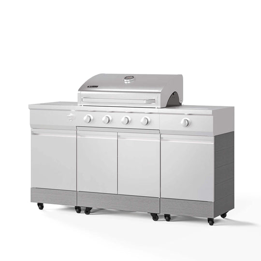 Fresno 5-Burner LP/NG Convertible Grill in Stainless Steel + Carbon Wood - TYTUS Grills