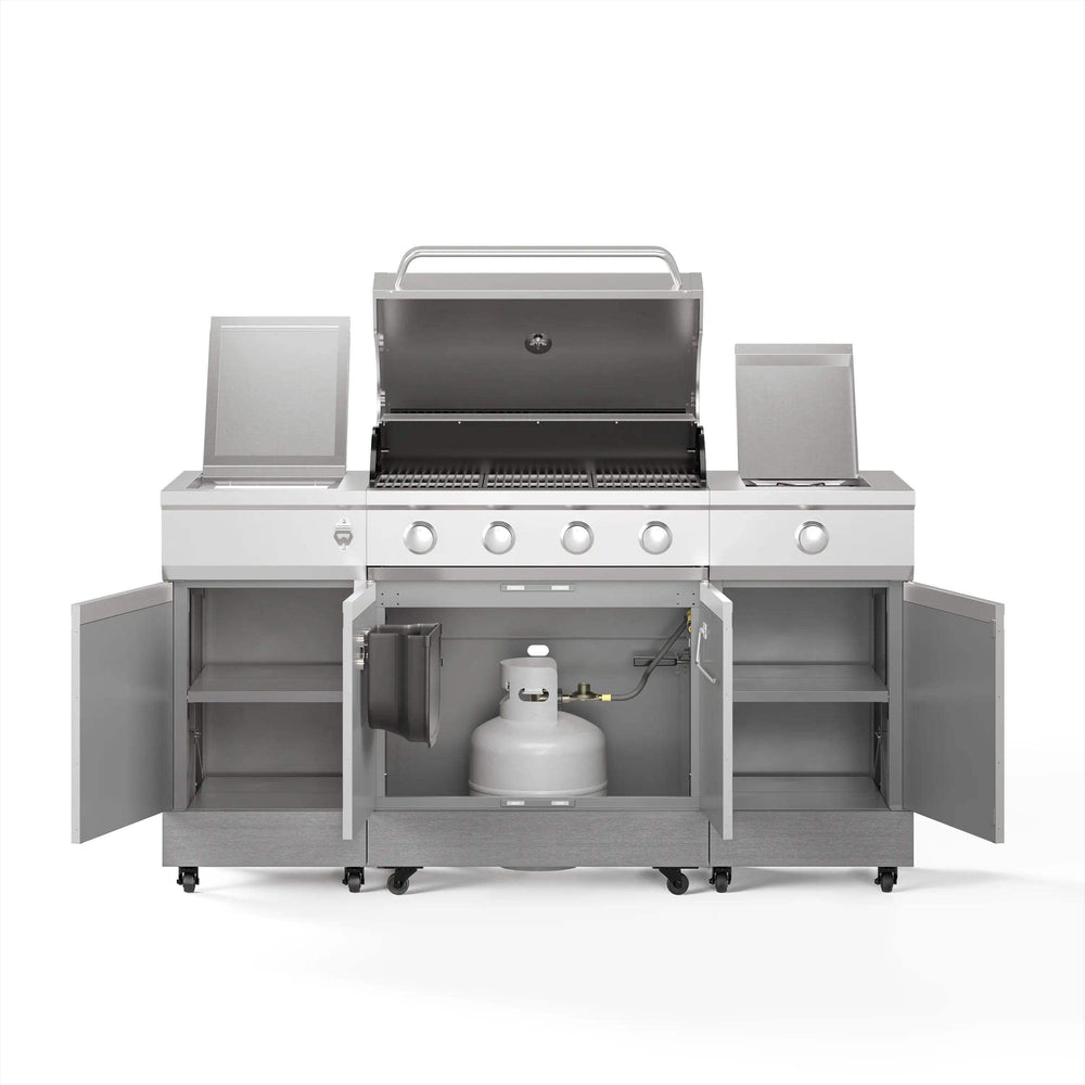 Fresno 5-Burner LP/NG Convertible Grill in Stainless Steel + Carbon Wood - TYTUS Grills