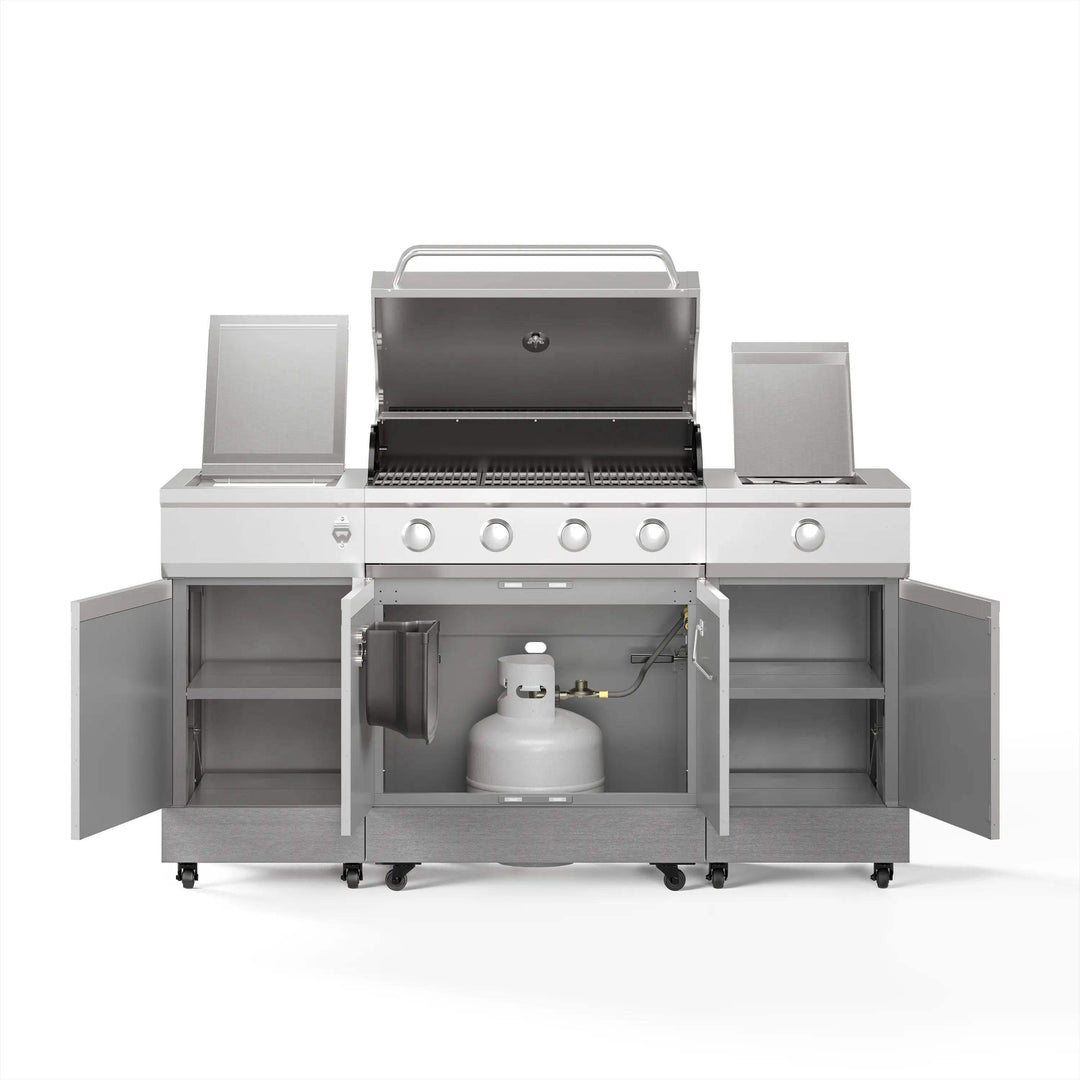 Fresno 5-Burner LP/NG Convertible Grill in Stainless Steel + Carbon Wood - TYTUS Grills